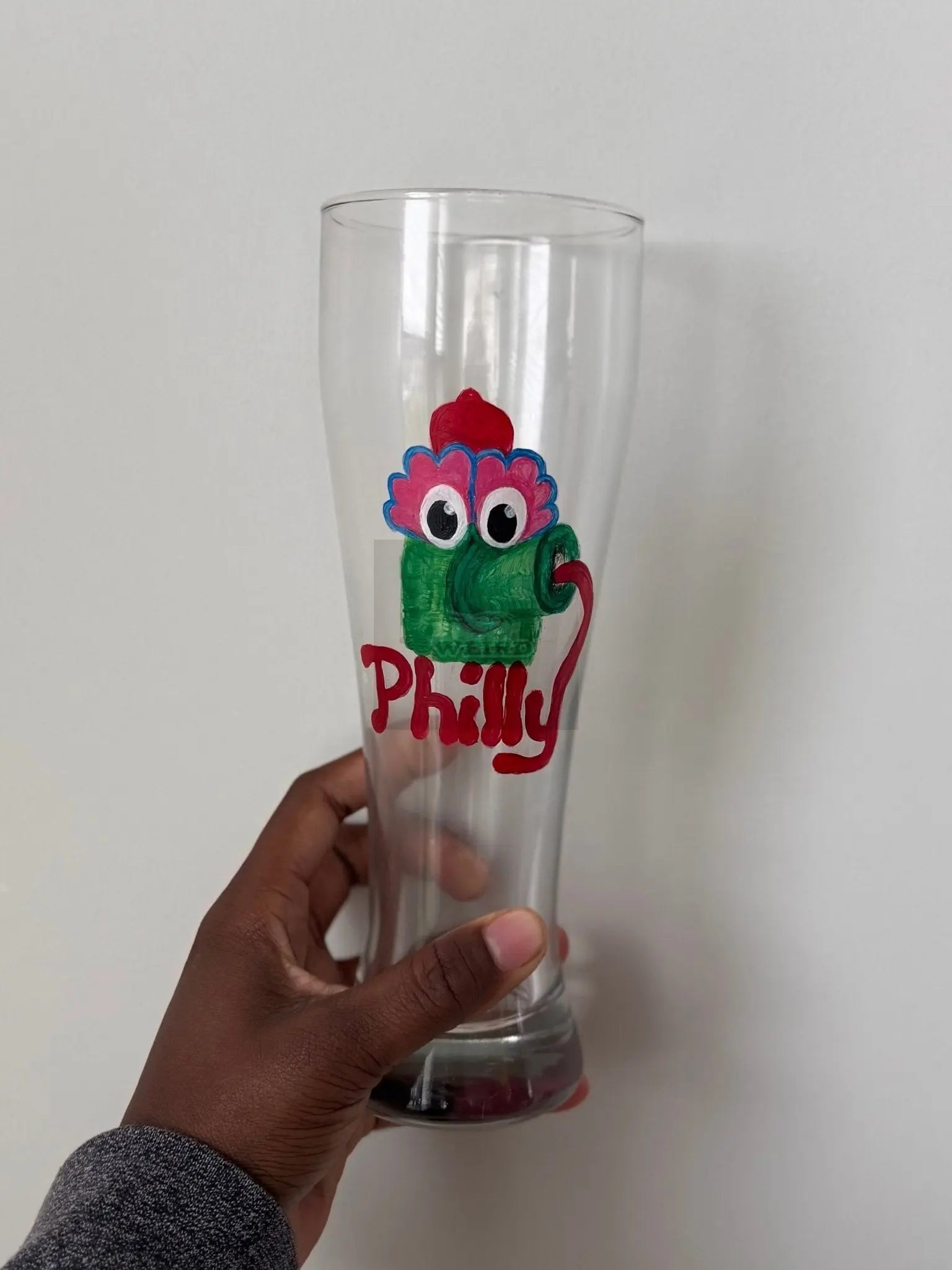 Hand-Painted Phillies Phanatic Pint Glass Pretty Weird