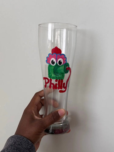 Hand-Painted Phillies Phanatic Pint Glass Pretty Weird
