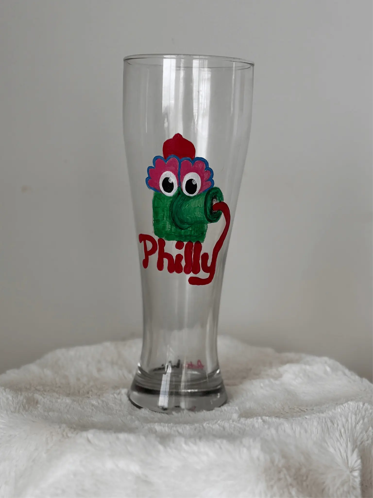 Hand-Painted Phillies Phanatic Pint Glass Pretty Weird