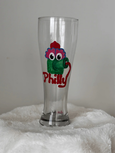 Hand-Painted Phillies Phanatic Pint Glass Pretty Weird