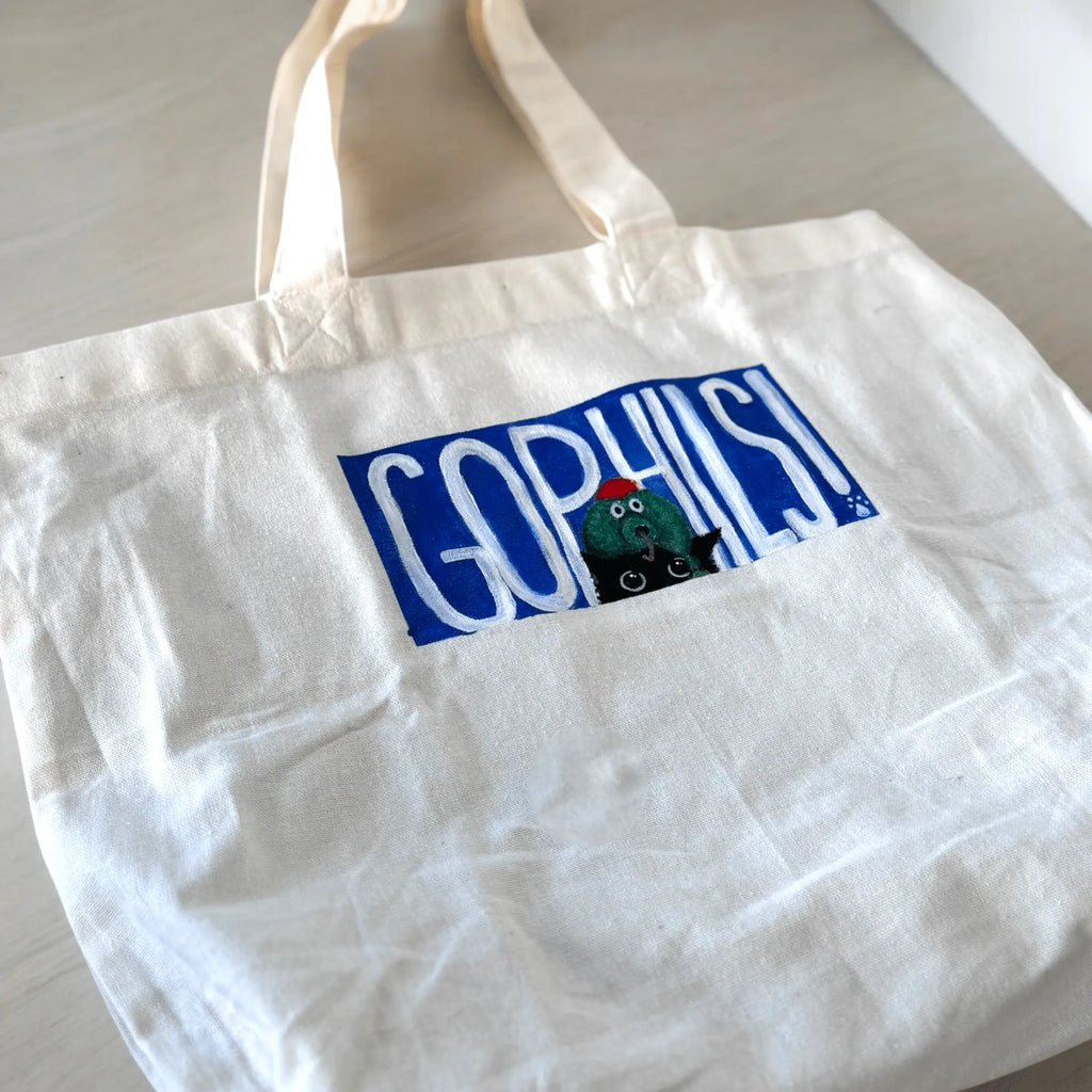 Hand-Painted Black Cat Phillie Phanatic Tote Bag - Pretty Weird