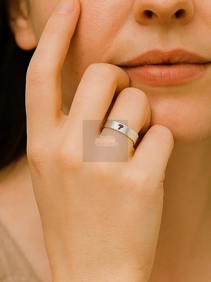 Handmade Fine Silver Phillies “P” Ring | Limited Edition Custom Engraved & Soldered Pretty Weird