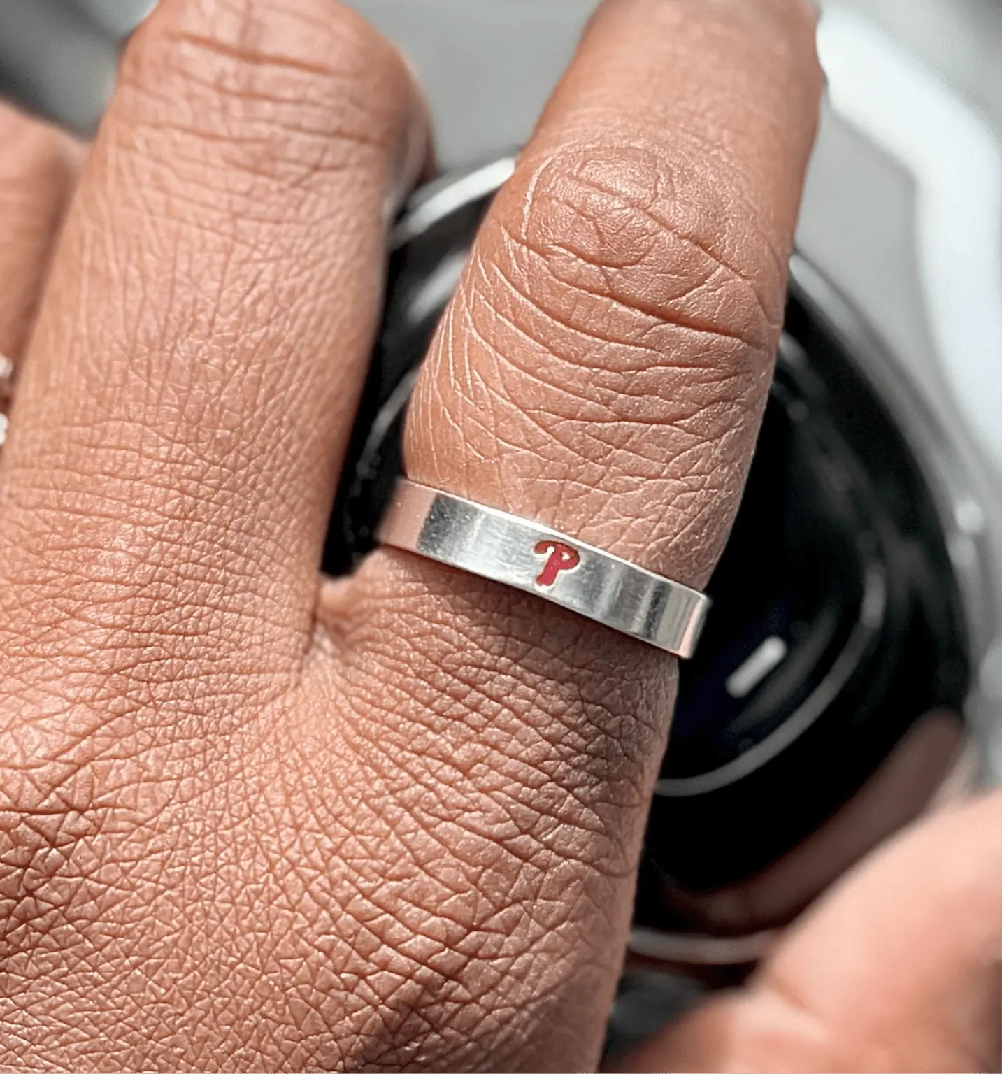 Handmade Fine Silver Phillies “P” Ring | Limited Edition Custom Engraved & Soldered Pretty Weird