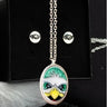 Eagles Hand Painted Swoop Necklace and Engraved Sterling Silver Earrings Bundle Pretty Weird