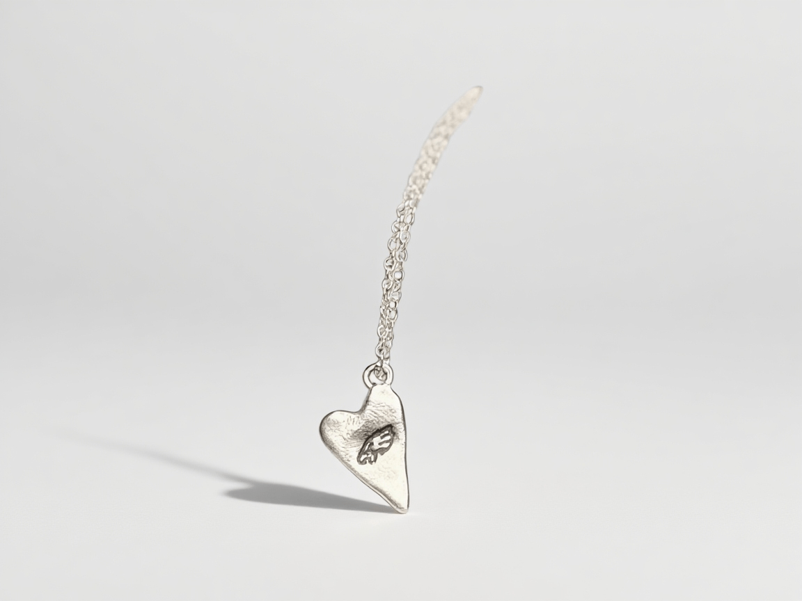Antique Silver Eagles Heart Necklace