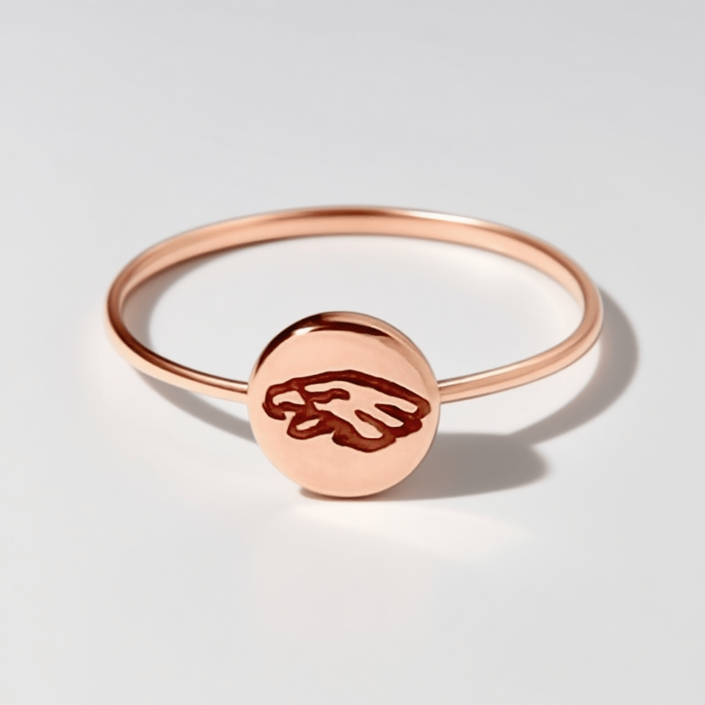 Rose Gold Eagles Pendant Ring – 6mm Circle with Engraved Philadelphia Eagles Logo