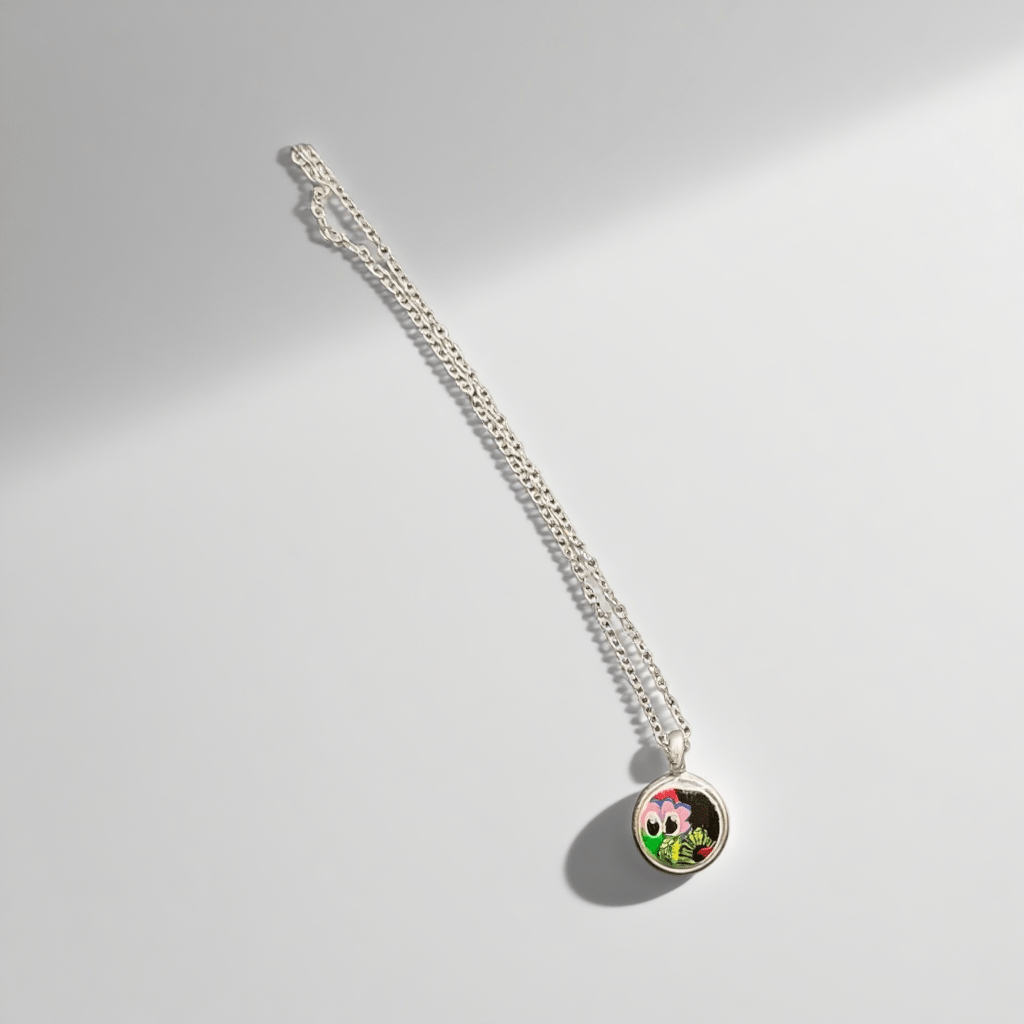 Tiny Round Hand-Painted Phanatic Necklace - Color Shift