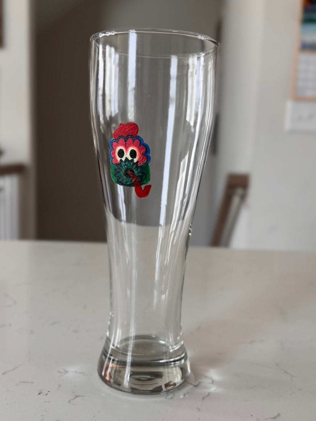 Mini Phanatic Tall Beer Glass – Hand-Painted 20 oz Pretty Weird