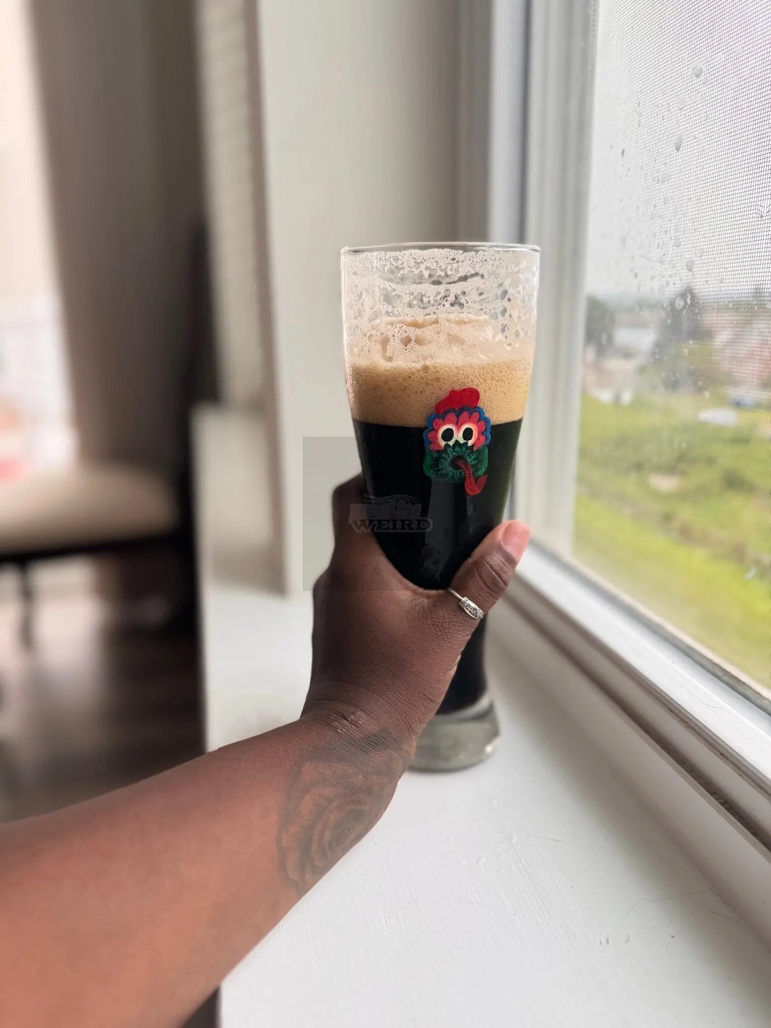 Mini Phanatic Tall Beer Glass – Hand-Painted 20 oz Pretty Weird