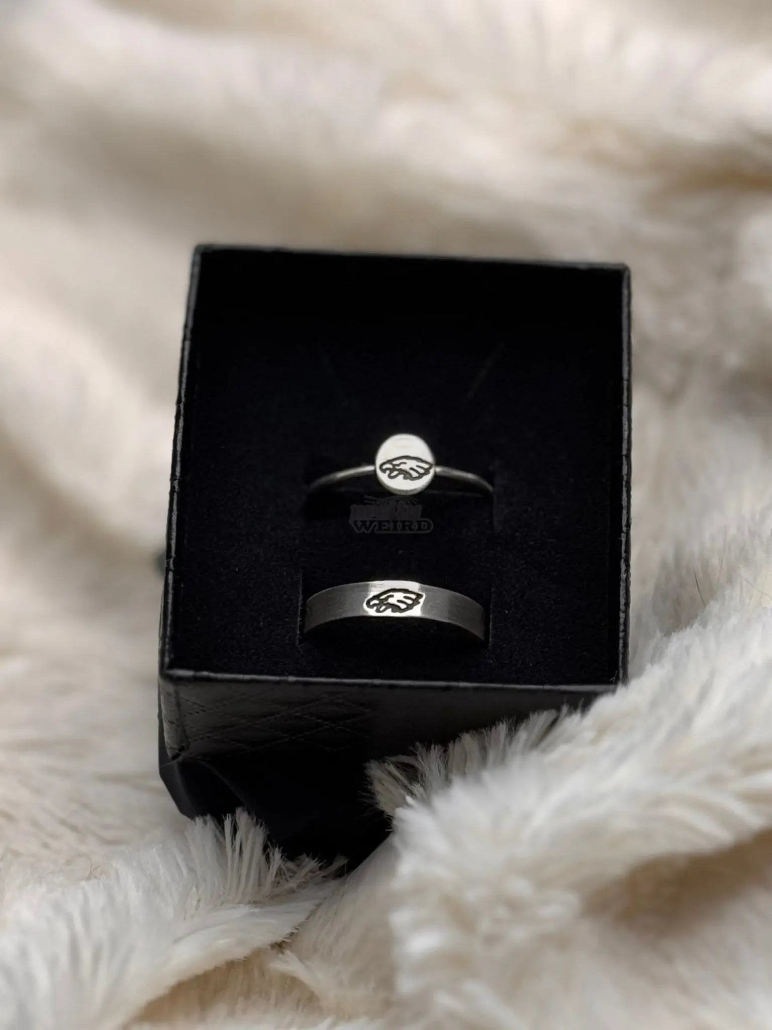 Minimalist Sterling Silver Eagles Pendant Ring – 6mm Circle with Engraved Philadelphia Eagles Logo Pretty Weird