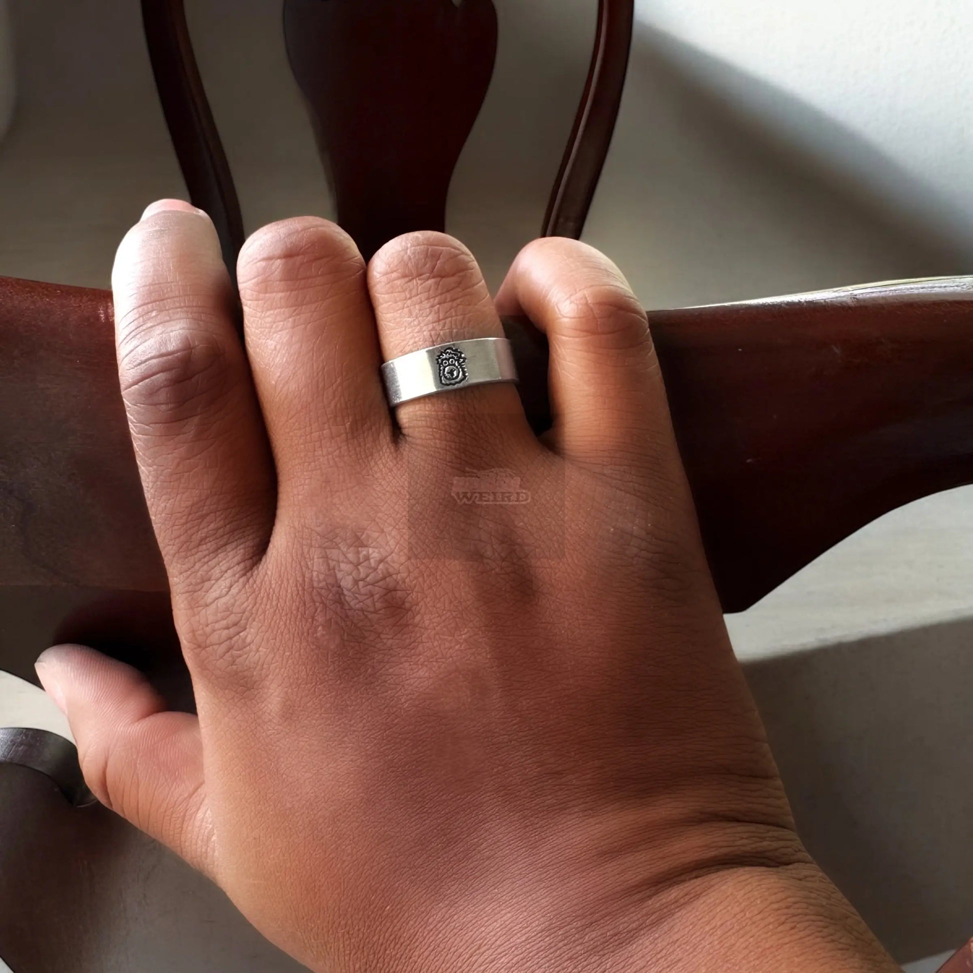 Engraved Phillie Phanatic Wide Band Ring | Sterling Silver - Pretty Weird