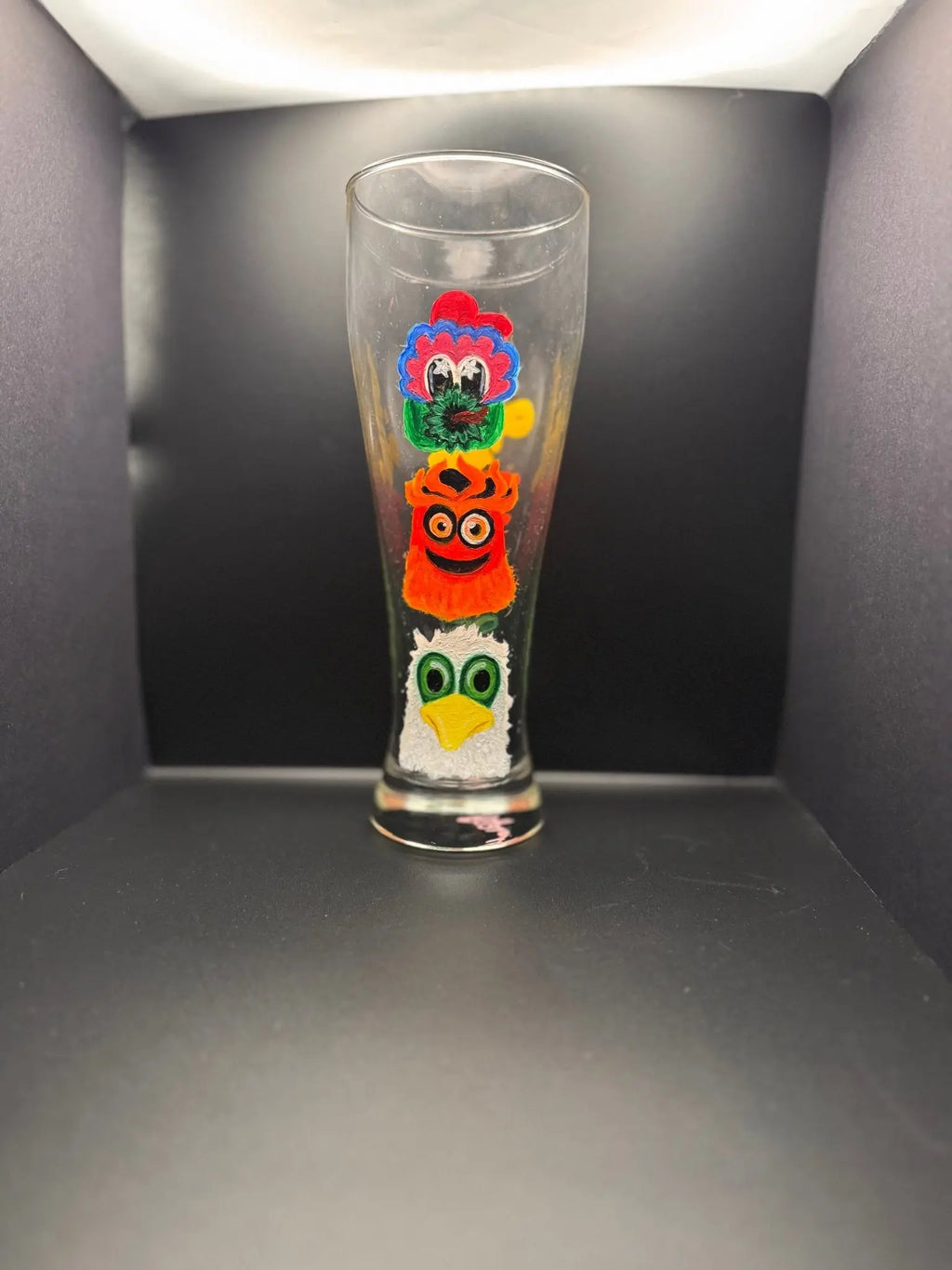 Philly Mascot Stack Pilsner Glass – Hand-Painted 20 oz Pretty Weird