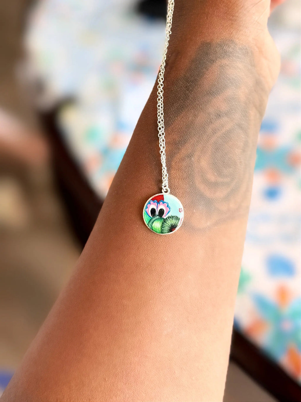 Powder Blue Phanatic Pendant | Hand-painted Necklace - Pretty Weird