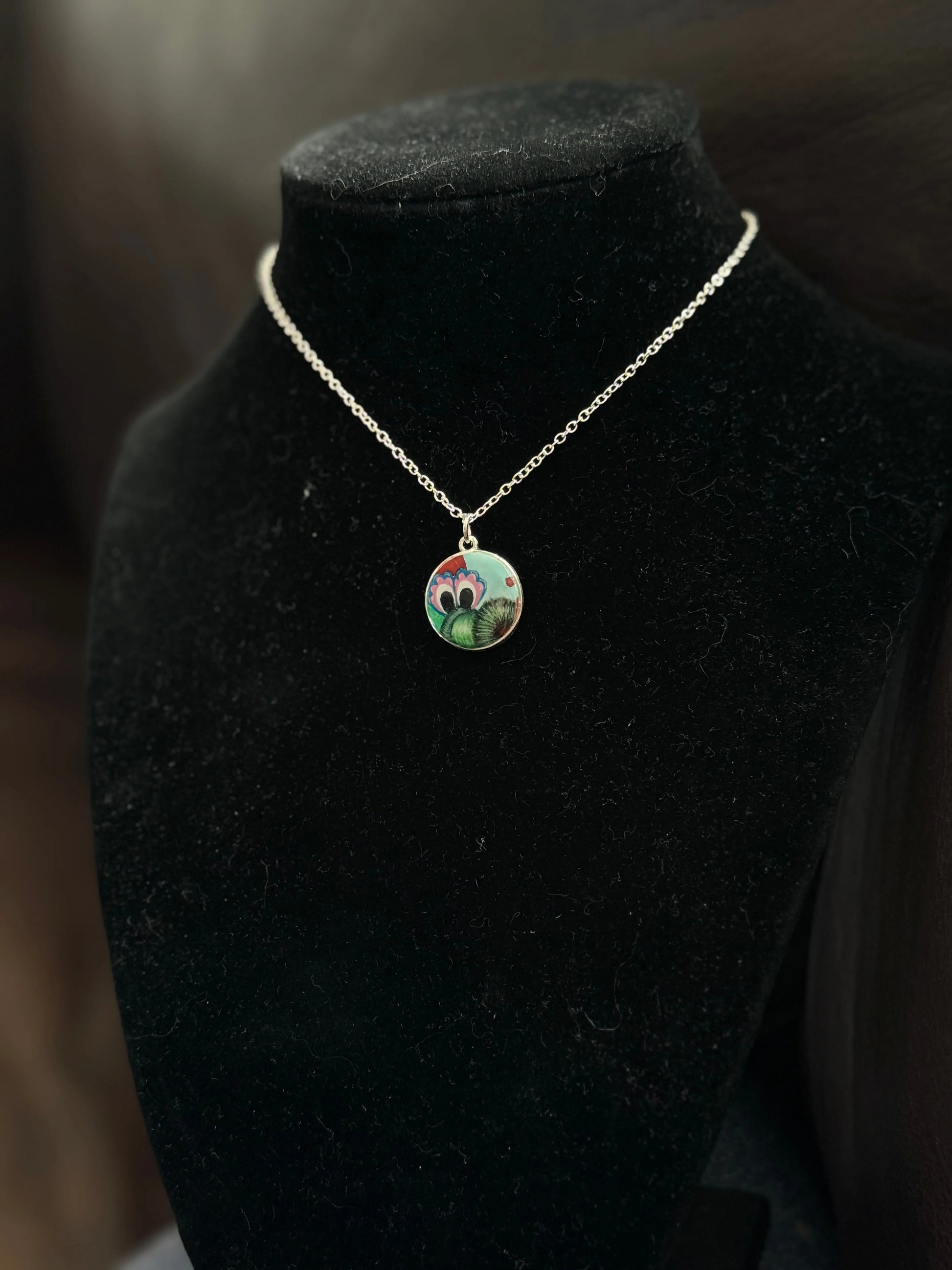 Powder Blue Phanatic Pendant | Hand-painted Necklace - Pretty Weird