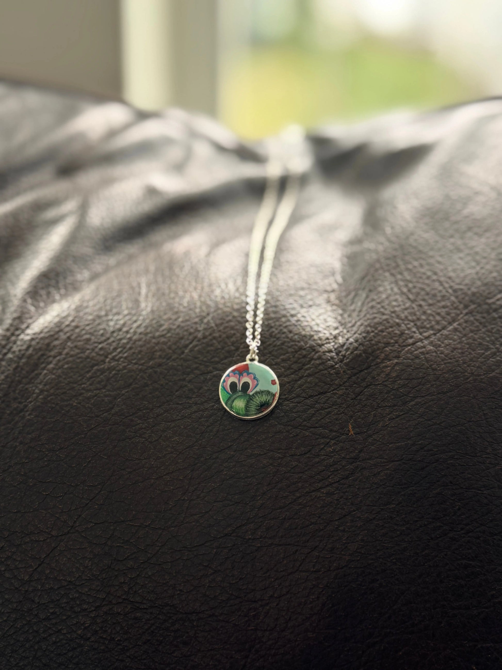 Powder Blue Phanatic Pendant | Hand-painted Necklace - Pretty Weird