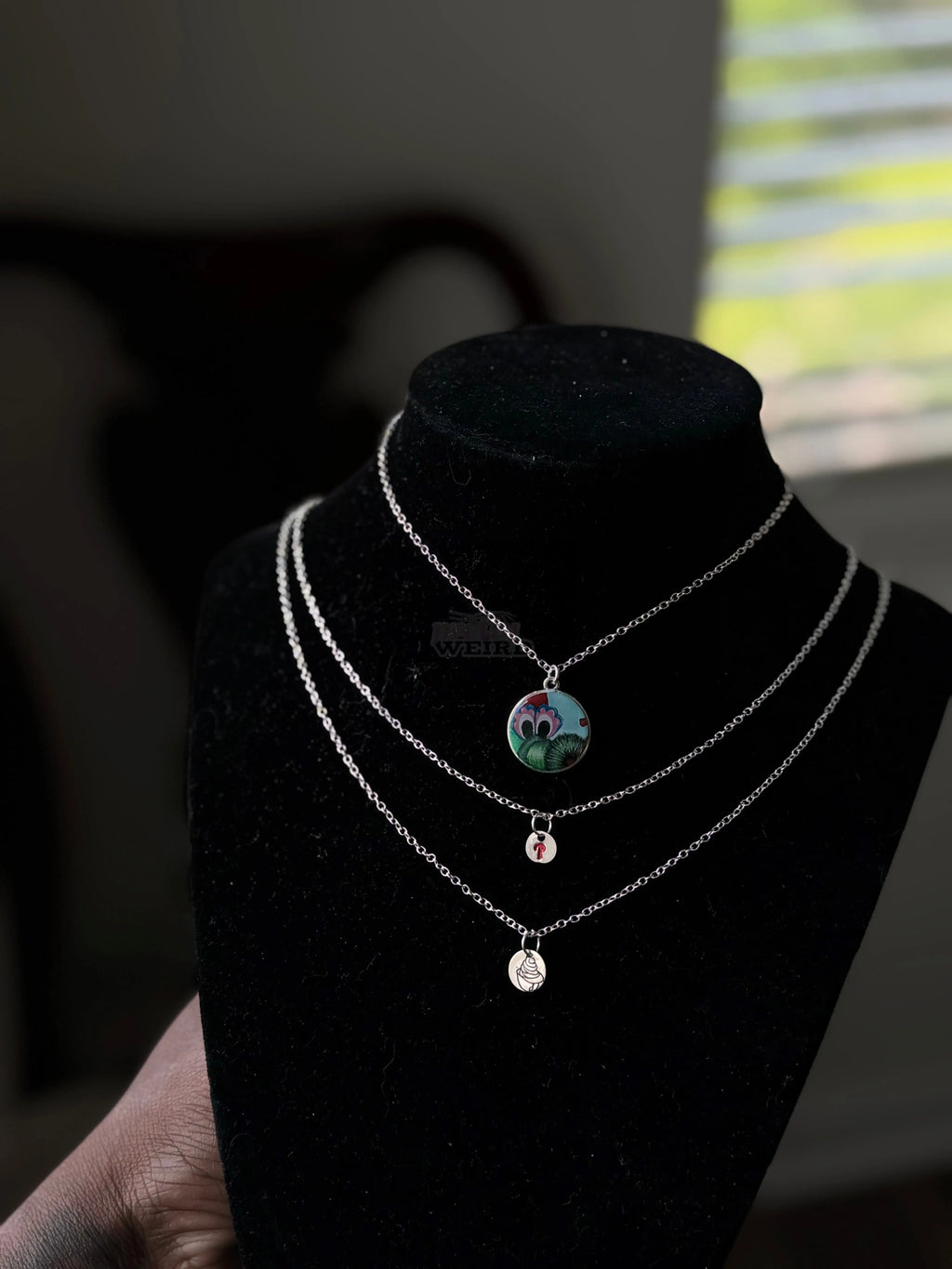 Powder Blue Phanatic Pendant | Hand-painted Necklace - Pretty Weird