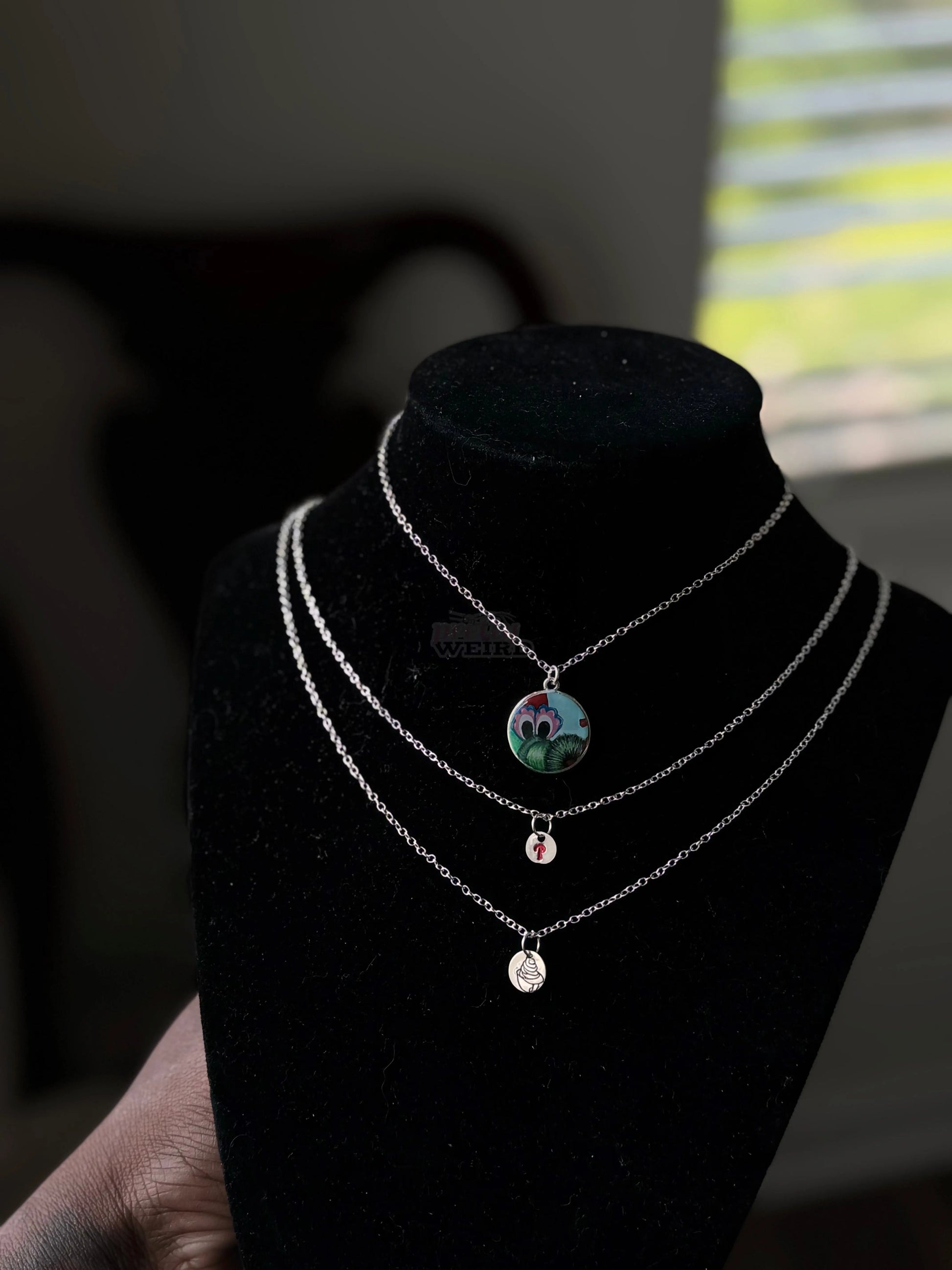 Powder Blue Phanatic Pendant | Hand-painted Necklace - Pretty Weird