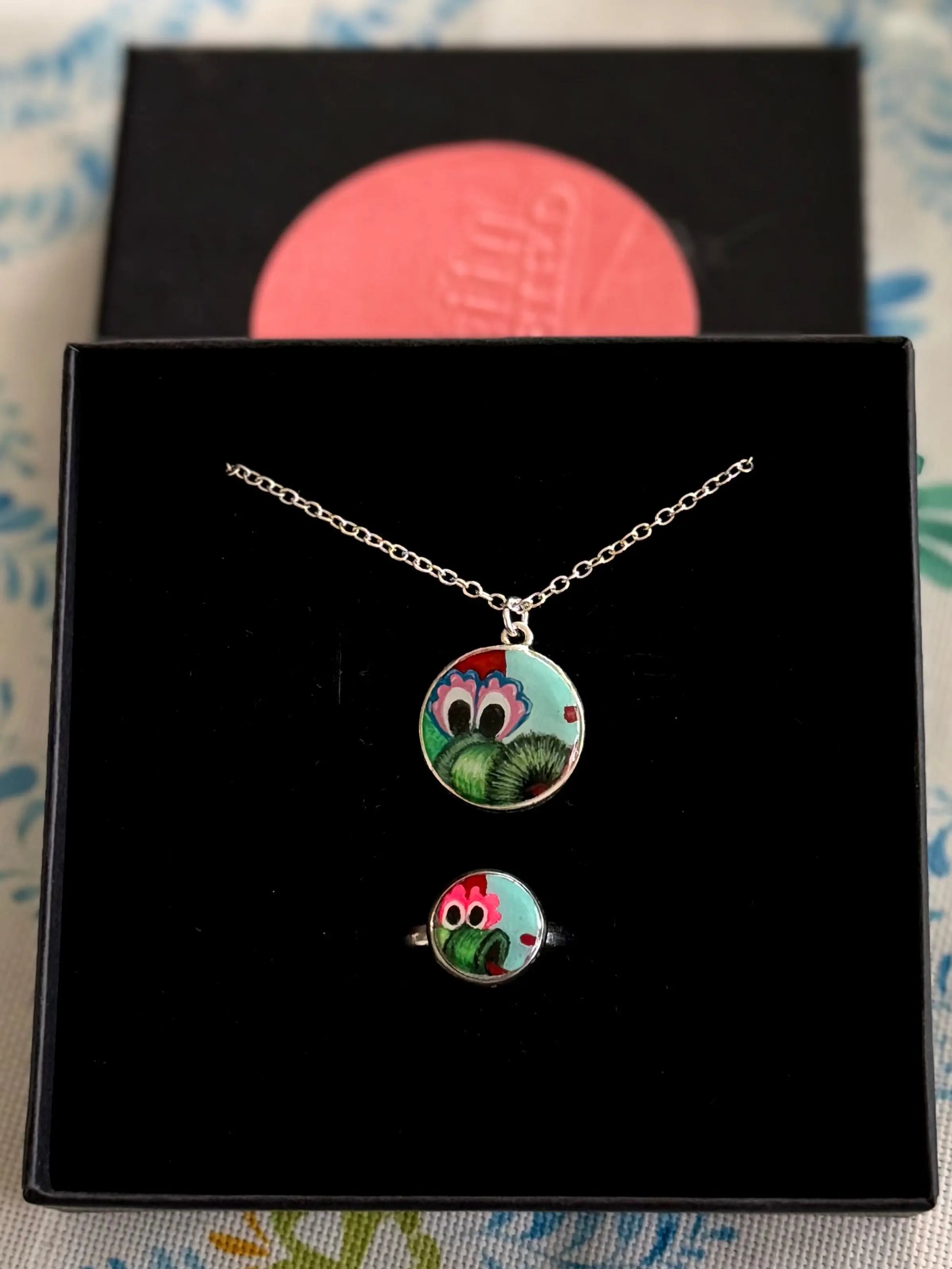 Powder Blue Phanatic Pendant | Hand-painted Necklace - Pretty Weird