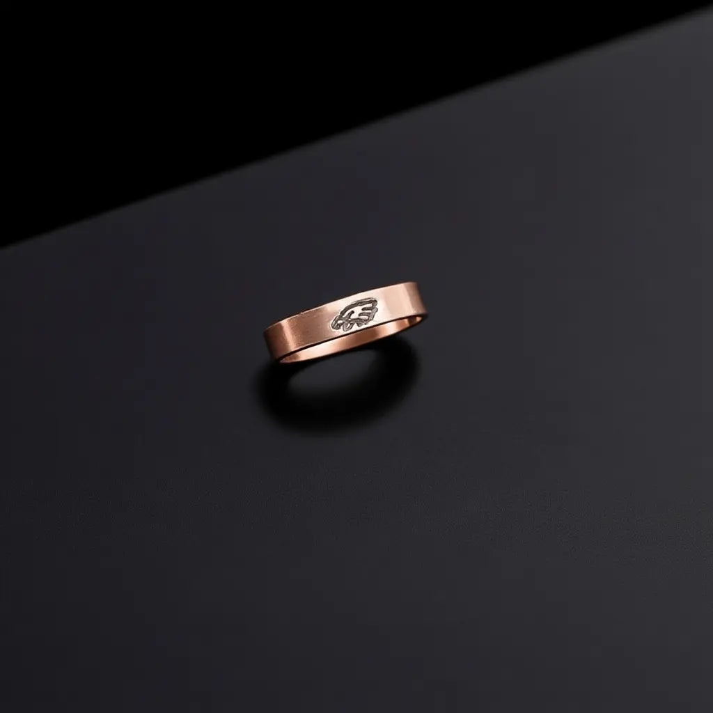 Rose Gold-Filled Sterling Silver - 4mm Flat Band Eagles Logo Ring Pretty Weird