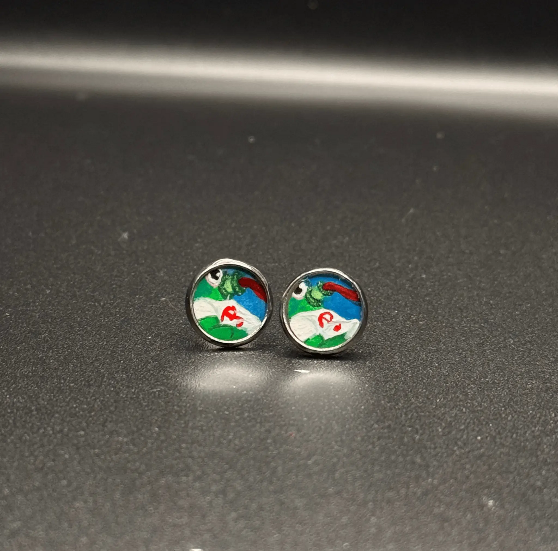 Silly Phanatic Tongue-Out Hand-Painted Stud Earrings – 10mm Stainless Steel Pretty Weird