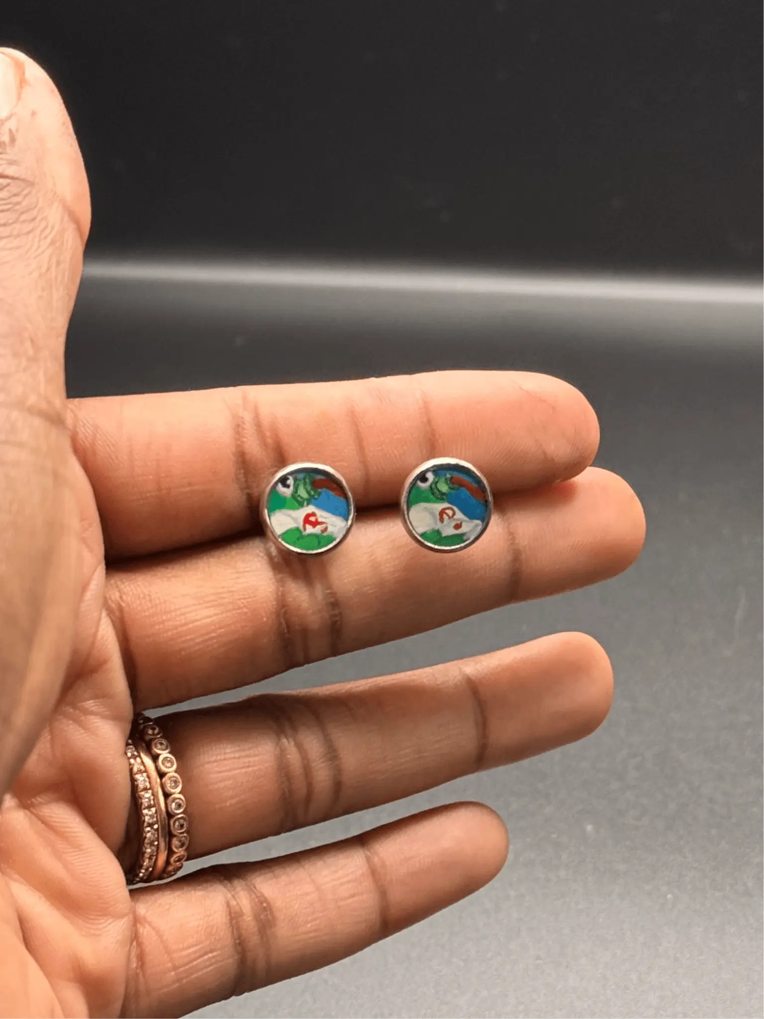 Silly Phanatic Tongue-Out Hand-Painted Stud Earrings – 10mm Stainless Steel Pretty Weird