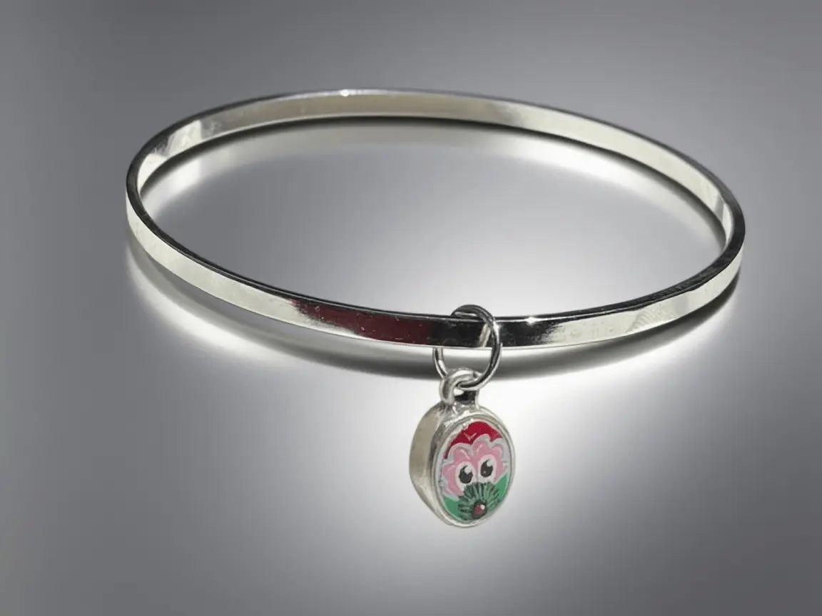 Sterling Silver Hand-Soldered Hand-Painted Phanatic Charm Bangle – Choose Your Charm Pretty Weird