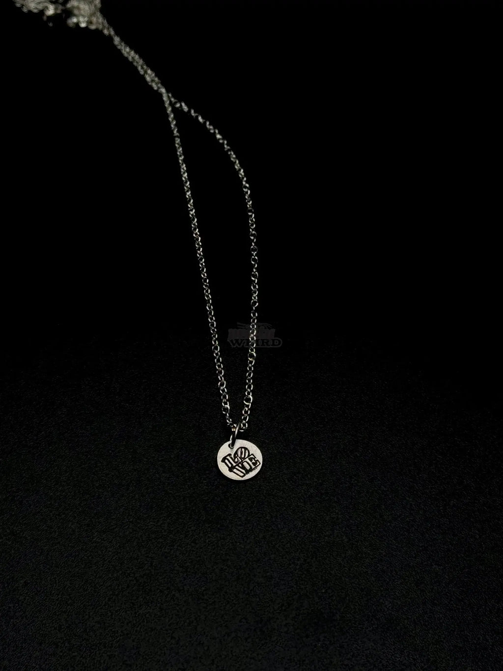 Sterling Silver LOVE Pendant Necklace – 8mm Hand Engraved Pretty Weird