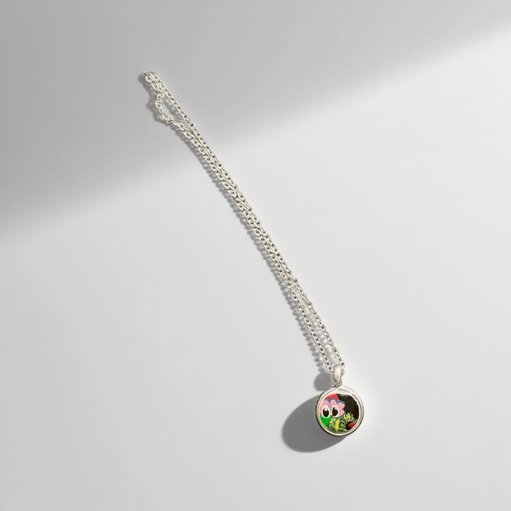 Tiny Round Hand-Painted Phanatic Necklace - Color Shift Pretty Weird