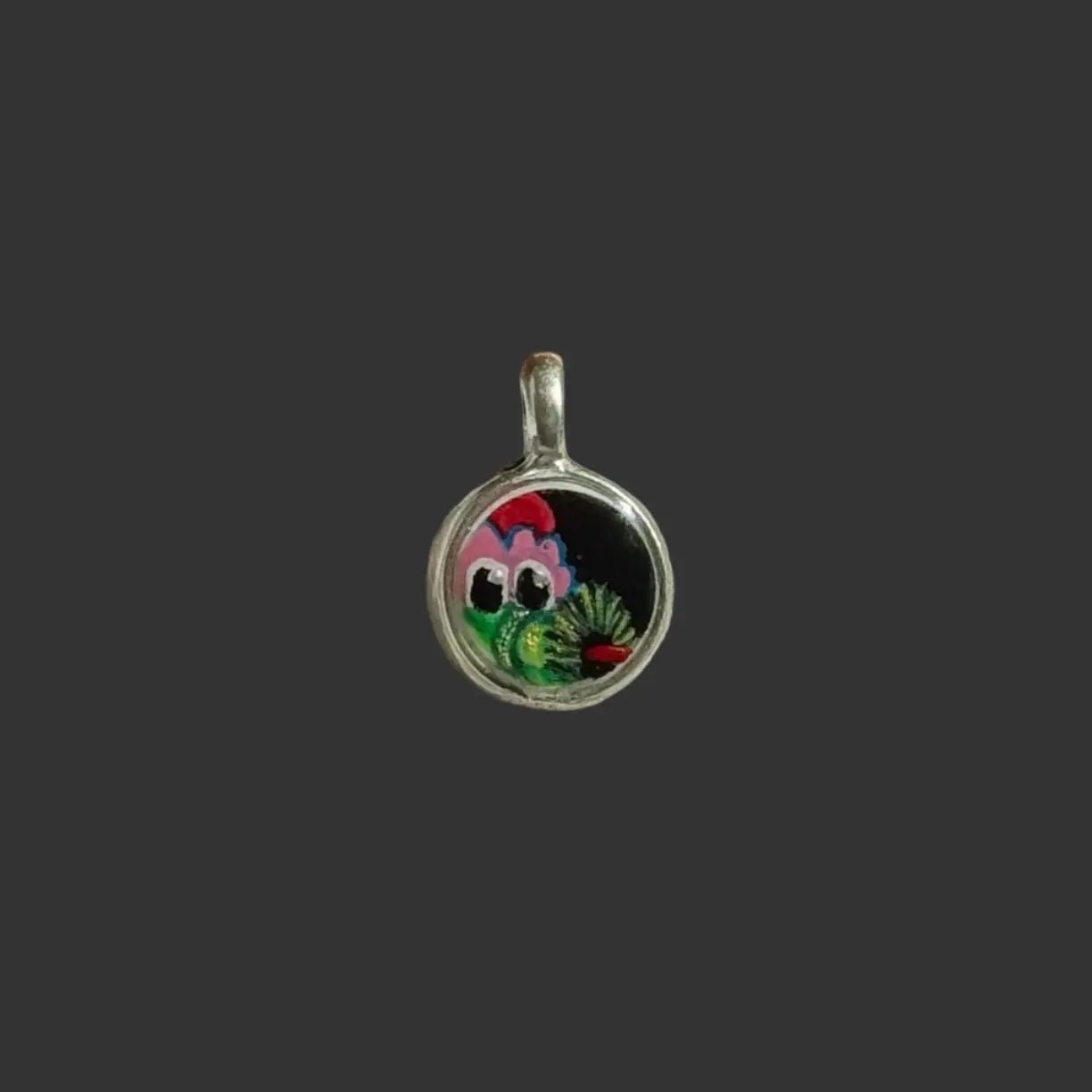Tiny Round Hand-Painted Phillies Phanatic Necklace | Color Shifting Accents | Pretty Weird Pretty Weird