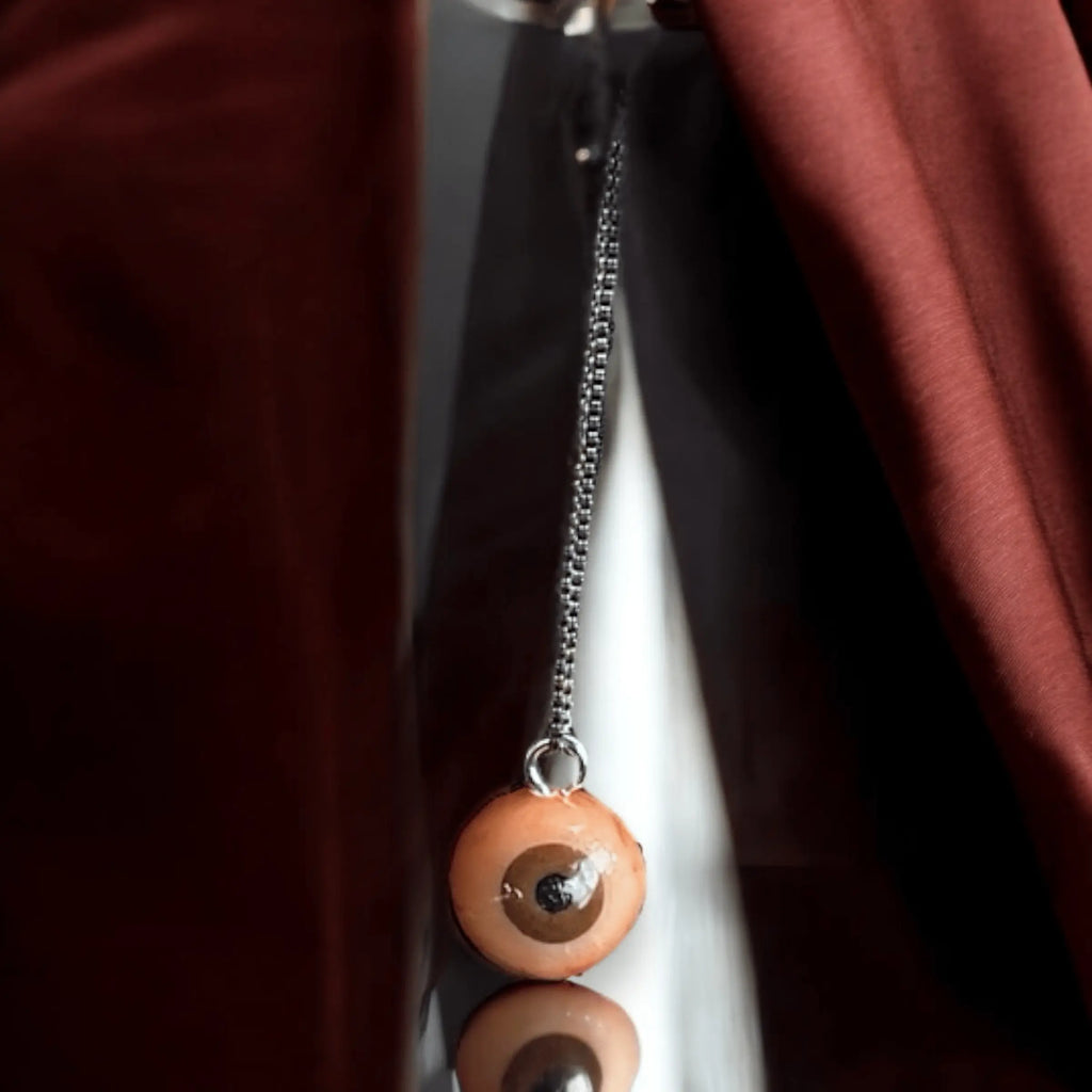 Eyeball Necklace – Sculpted Polymer Clay Pendant on Sterling Silver - Pretty Weird