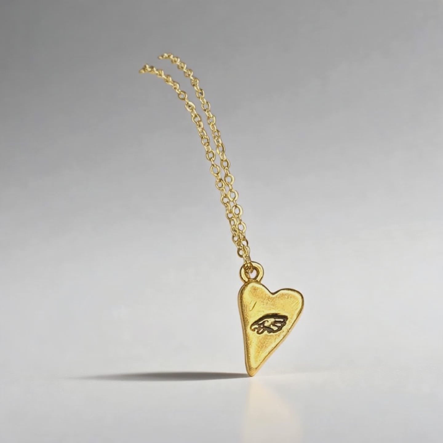 Antique Gold Eagles Heart Necklace