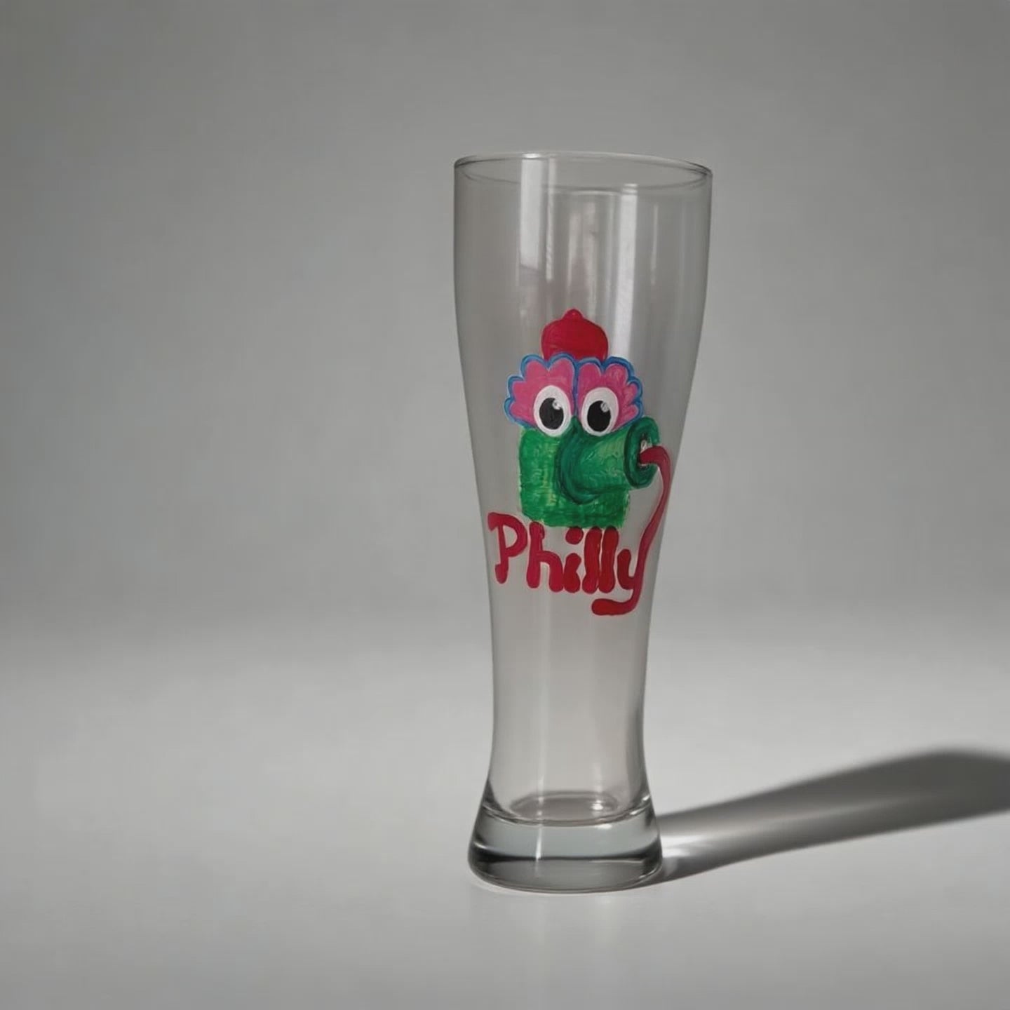 Hand-Painted Phillies Phanatic Pint Glass