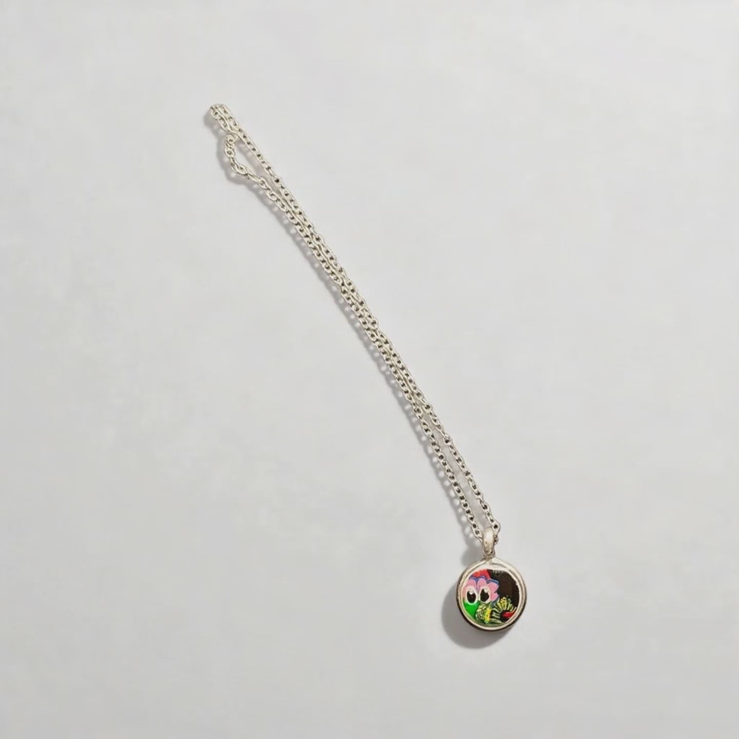 Tiny Round Hand-Painted Phanatic Necklace - Color Shift