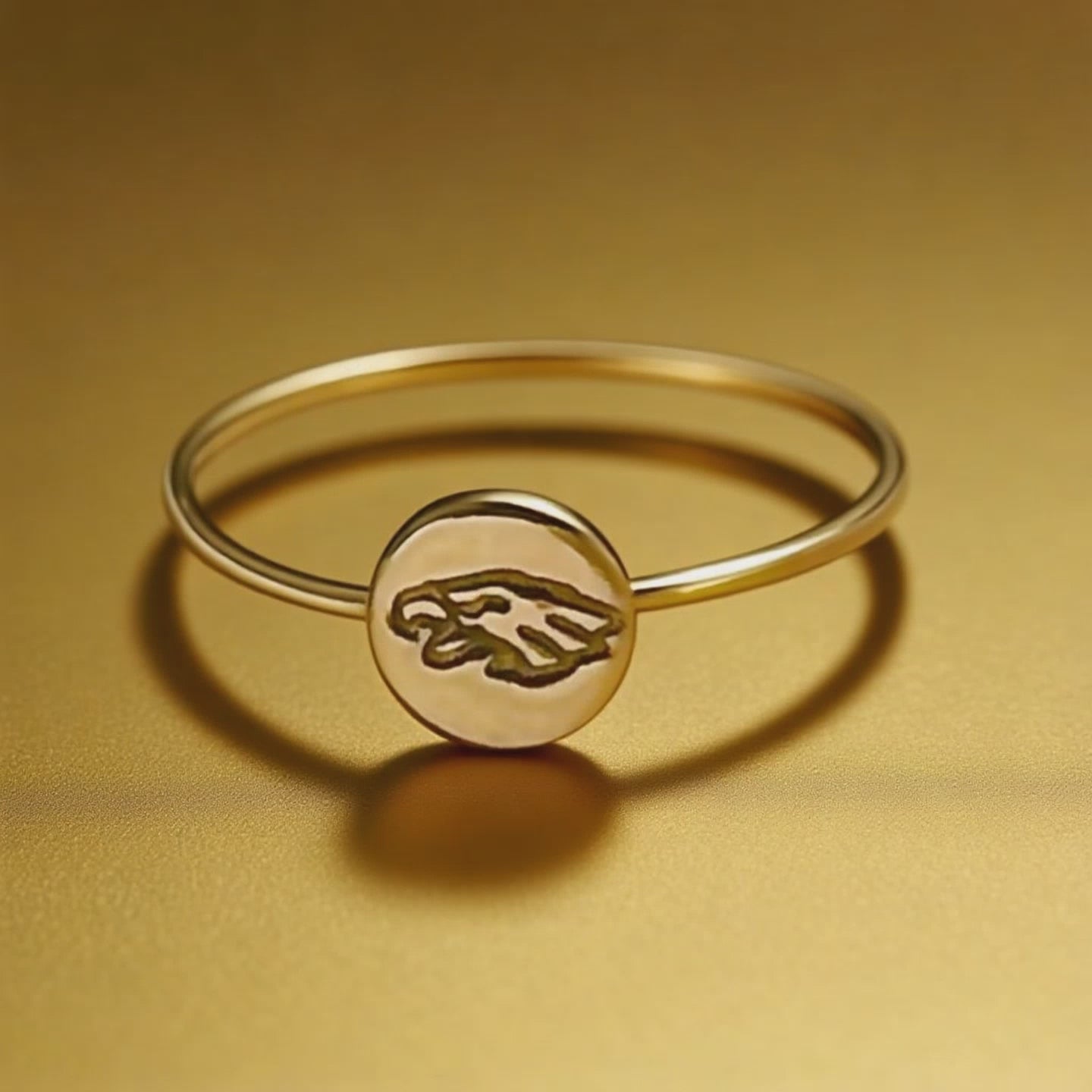 Gold Eagles Pendant Ring – 6mm Circle with Engraved Philadelphia Eagles Logo